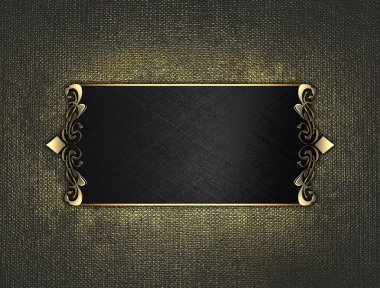 Grunge duvar siyah saç ve güzel bir altın trim ile