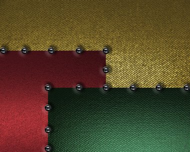 arka plan perçinler ile altın kırmızı ve yeşil plakaların