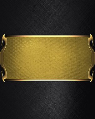 siyah arka plan ile altın plaka ve güzel bir altın trim