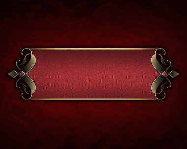 Altın kalıpları üzerinde kenarları kırmızı adı plakalı kırmızı dokusu