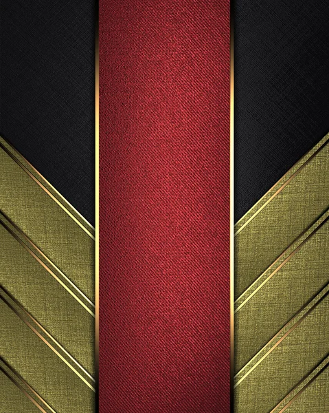 Zlaté pozadí pásů na černém pozadí s červeným štítku — Stock fotografie