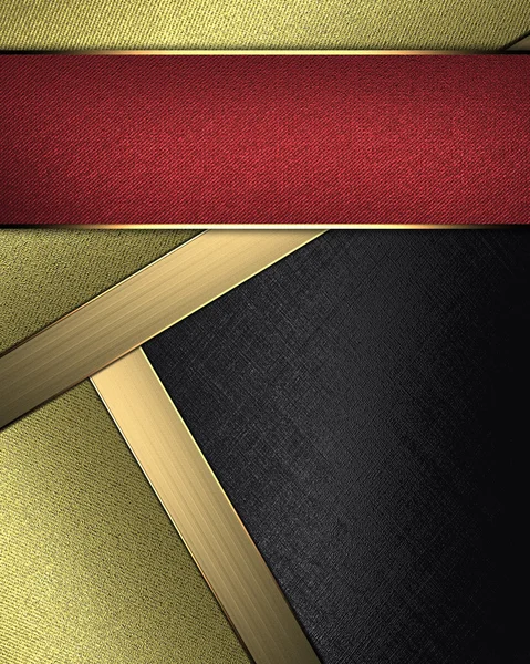 Черный фон с вставками золотого цвета для письма и красной табличкой . — стоковое фото