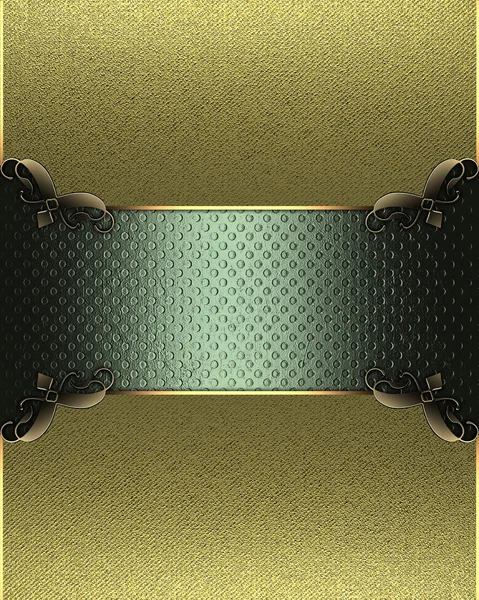 Goldhintergrund mit grünem Namensschild und einem Muster an den Rändern — Stockfoto