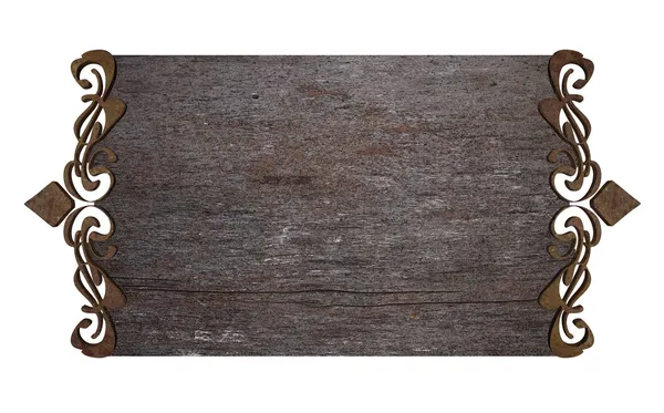 Beyaz arka plan üzerinde izole pas süsleme kenarları ahşap tabela