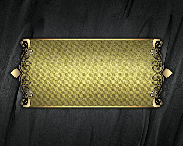 Черный фон с золотым названием пластины с золотыми декоративными краями
