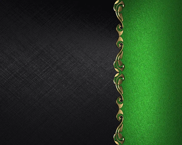 Modèle de conception - fond noir avec une plaque verte avec un motif sur les bords — Photo