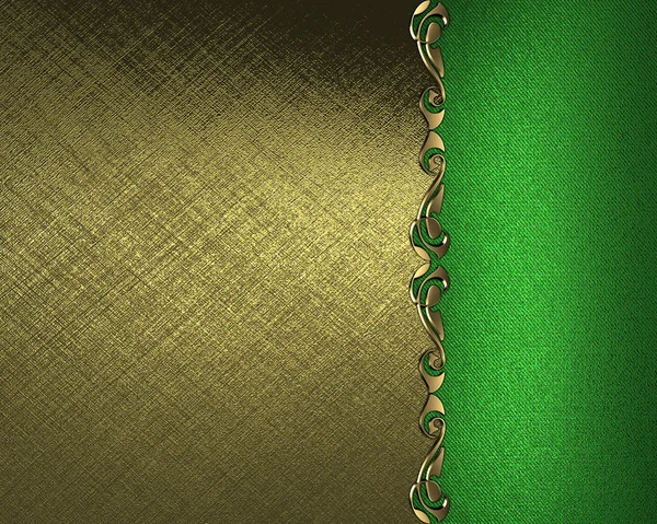 Guld bakgrund med en grön platta med mönster på kanterna — Stockfoto