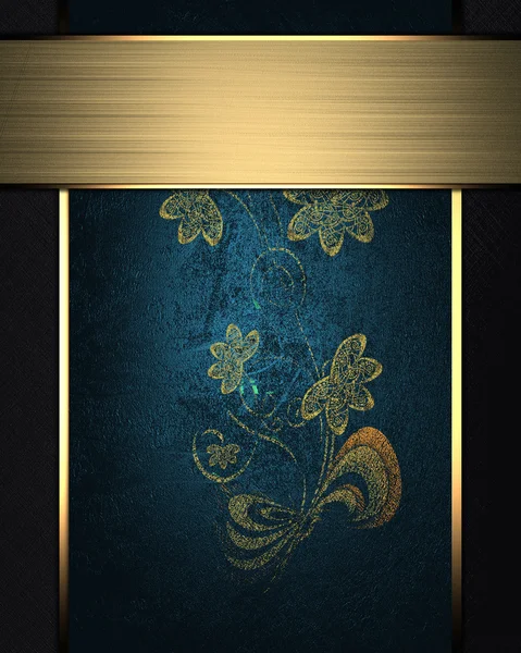 Blauwe achtergrond met patroon en goud naamplaatje. — Stockfoto