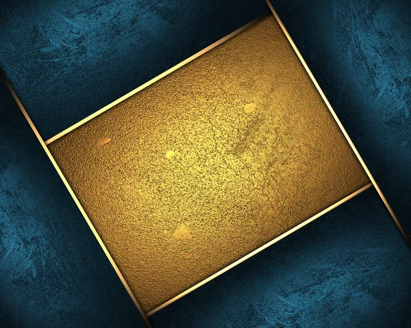 抽象的なブルー プレートは、途中でゴールド銘板 — ストック写真