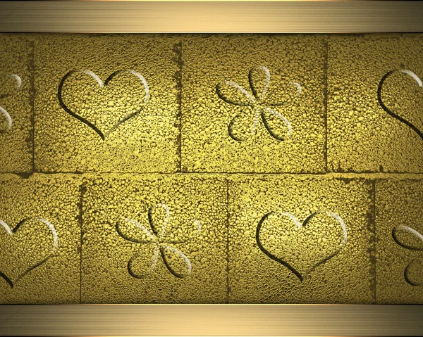 Modèle de conception - Mur d'or de blocs avec des images — Photo