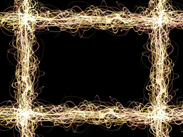 Overlaying wavy lines forming an frame on a black background. — Stock Photo, Image