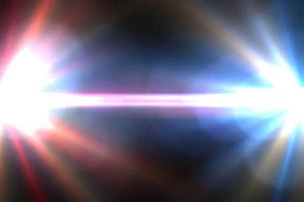 Mercek parlaması yıldız, güneş. kırmızı mavi bir arka plan üzerinde ışık ışınları — Stok fotoğraf