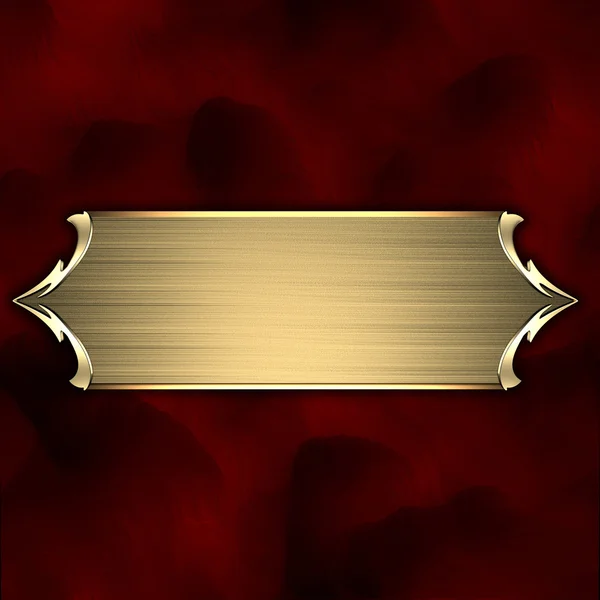 Red Background with gold plate and a beautiful gold trim — Stock Photo, Image