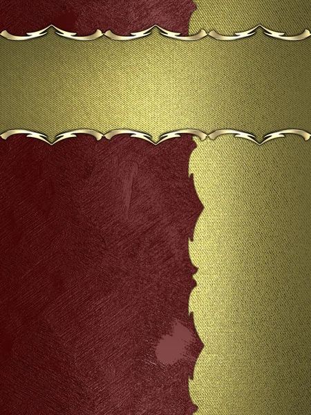 Kırmızı-altın arka plan ile altın süslü kenarları altın isim levhası — Stok fotoğraf