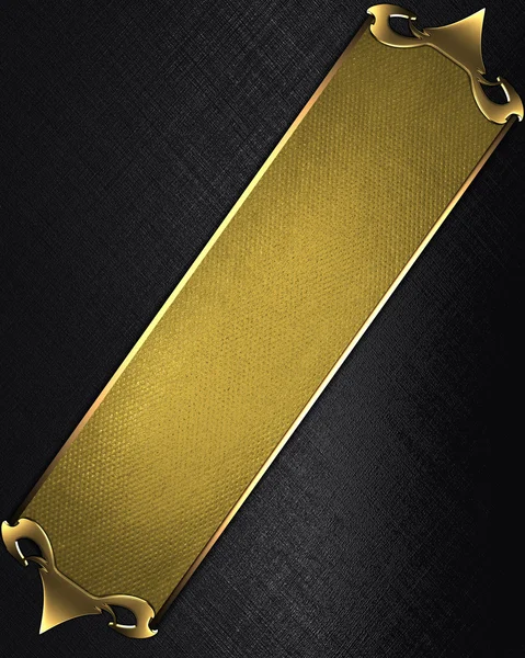 Black Background with gold plate and a beautiful gold trim — Stock Photo, Image