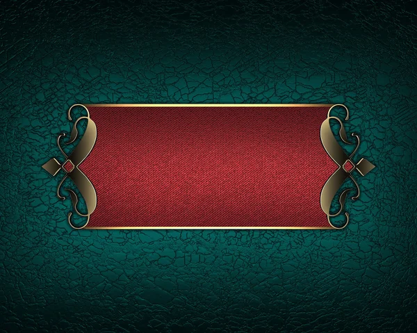Turquoise textuur van een rode naam plaatje met gouden patronen op de randen — Stockfoto