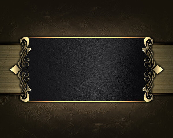 Абстрактный коричневый фон с черной табличкой с узорами на краях
.