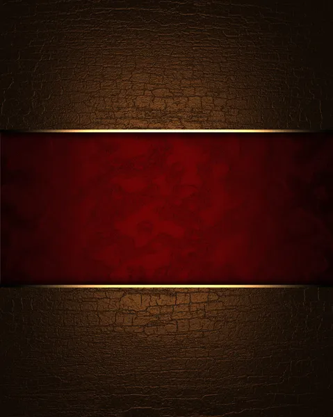 Sfondo marrone con targhetta rossa con bordi in oro — Foto Stock