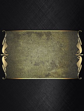 siyah arka plan ile altın plaka ve güzel bir altın trim