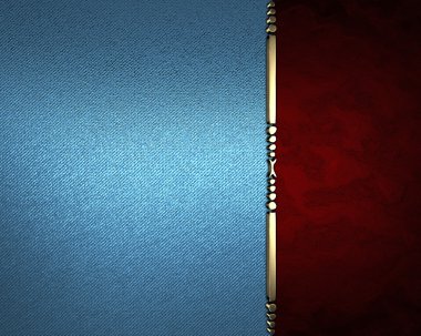 Mavi dokulu kırmızı isim levhası için metin ve altın ve trim