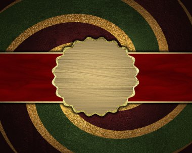 kırmızı-yeşil doku ile altın spiral ve altın tabela