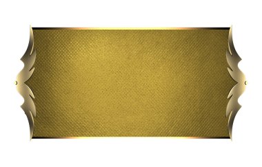 Beyaz arka plan ile altın plaka ve güzel bir altın trim