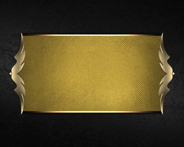 siyah arka plan ile altın plaka ve güzel bir altın trim