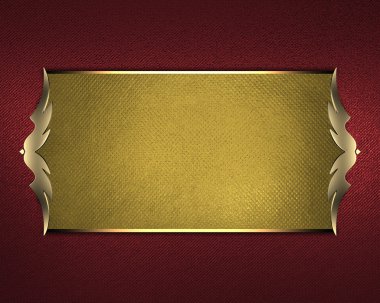 altın tabak ve güzel bir altın trim ile kırmızı bir arka plan