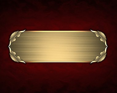 tasarım şablonu - kırmızı doku altın isim levhası ile altın trim ile.