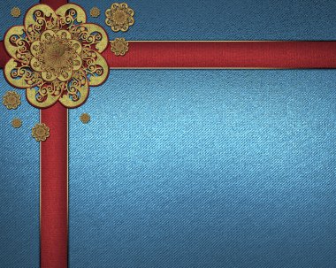 Mavi doku ve kırmızı plakalar altın yayla.