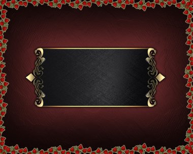 Kırmızı güllerin kenarları ve siyah tabela ile doku