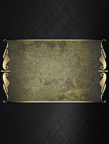 siyah arka plan ile altın plaka ve güzel bir altın trim