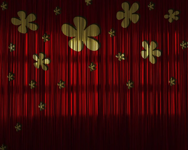Red abstract background with gold flowers — Stock Photo, Image