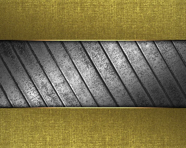 Textura dorada con placa de hierro en el centro — Foto de Stock
