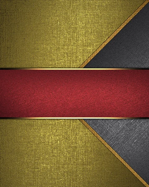 金属と黄金のテクスチャの挿入、赤ネーム プレート — ストック写真