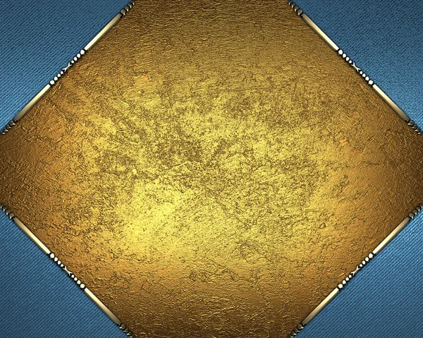 Золотая текстура с голубыми углами и золотой отделкой . — стоковое фото