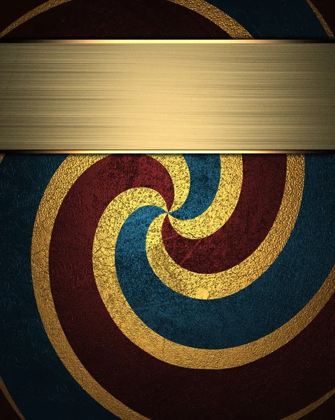Textura vermelho-azul com espiral dourada e placa de identificação dourada — Fotografia de Stock