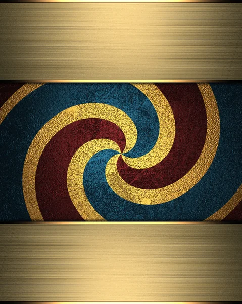 红-蓝纹理与黄金边缘的黄金螺旋 — 图库照片