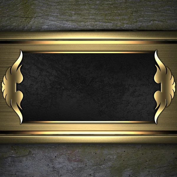 Gold Background with black plate and a beautiful gold trim — Stock Photo, Image