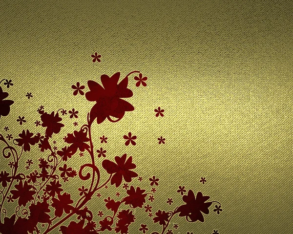 Золотий фон з абстрактним червоним візерунком рослин — стокове фото