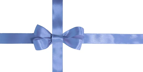 Blue ribbon with bow on a white background — Stock Photo, Image