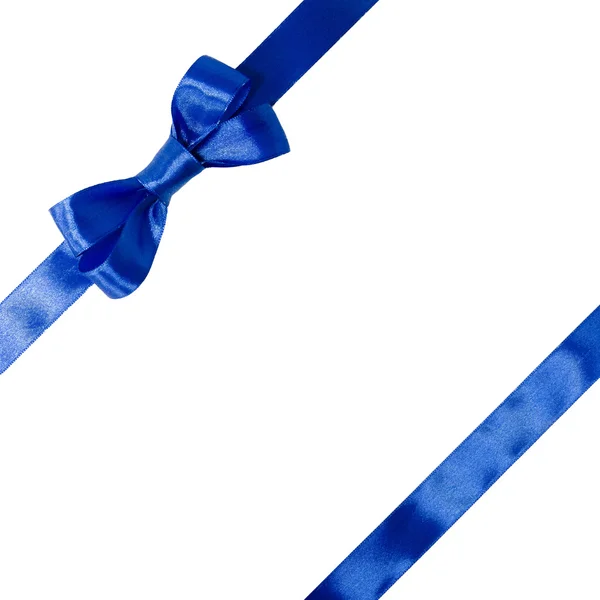 Blue ribbon with bow on a white background — Stock Photo, Image