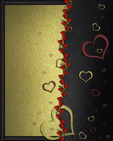 Hermosa textura con corazones rojos y dorados. Día de San Valentín —  Fotos de Stock
