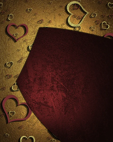 Vacker textur med rött och guld hjärtan. Alla hjärtans dag — Stockfoto