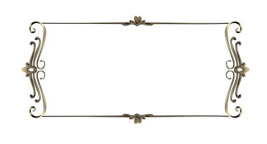 Altın Çerçeve. Beyaz arka plan üzerinde izole altın süslü kenarları