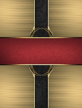 altın altın plaka kırpma siyah ve kırmızı kurdele ile