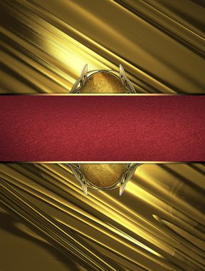 Altın süslü kenarları kırmızı isim levhası ile altın doku