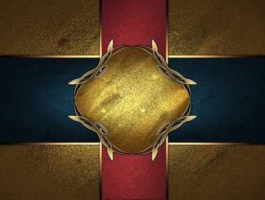 Kırmızı ve mavi kurdele ile altın isim levhası ile altın doku