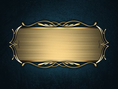 Mavi doku ile altın süslü kenarları güzel altın isim levhası
