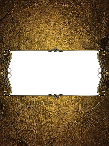 Gouden rijke textuur met witte frame en goud trim — Stockfoto